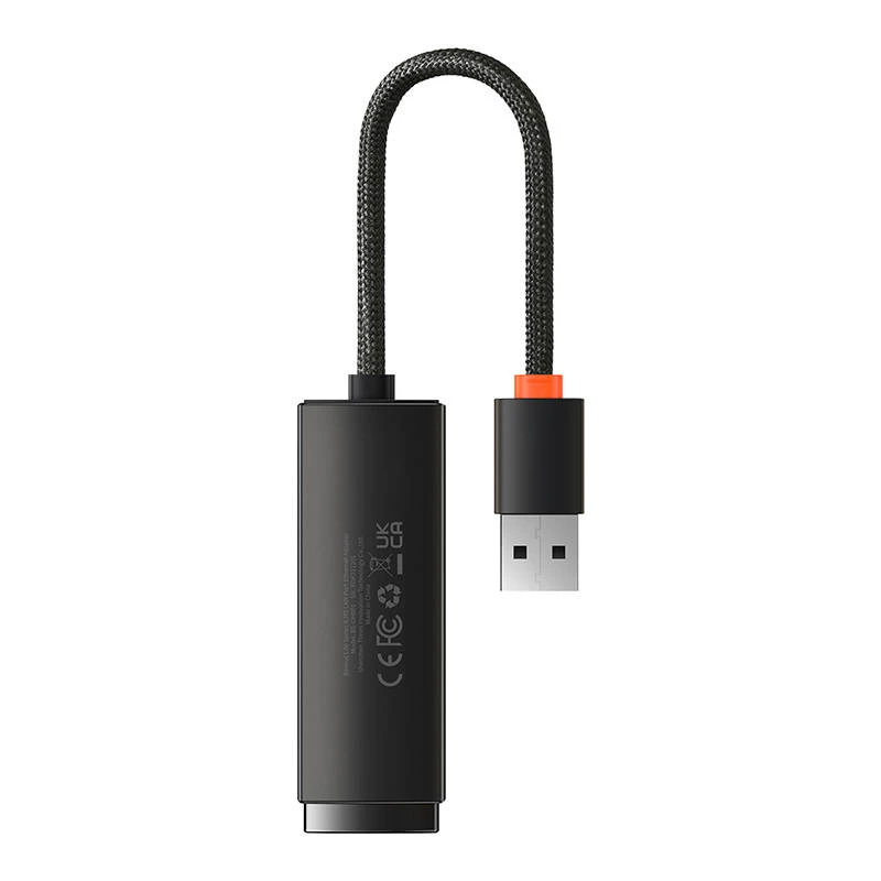 Baseus Lite Series adapter USB do RJ45, 100 Mb/s (czarny)