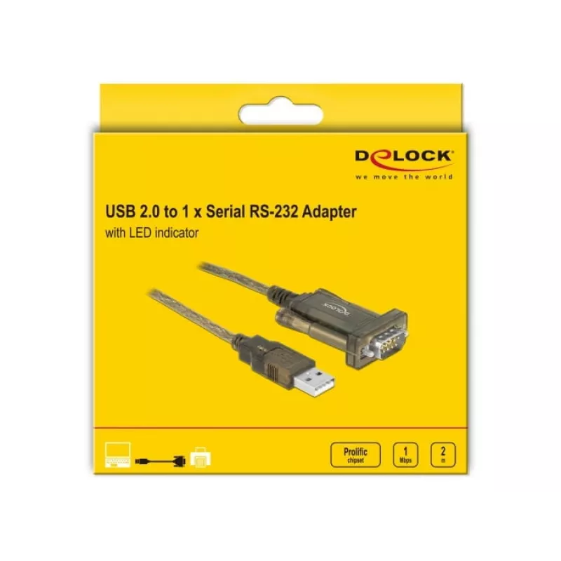 Kabel szeregowy DeLOCK 64073 USB Type-A DB-9 przezroczysty 2 m