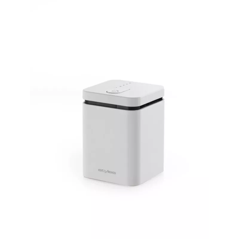 Dyfuzor zapachowy Stylies ELARA/biały — parowniczy, do pomieszczeń do 25 m², timer 2 h, zasilanie AC/bateria/USB, 1,3 W, 74×74×100 mm