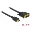 adapter kablowy wideo DeLOCK 85655 3m HDMI Typ A DVI Czarny