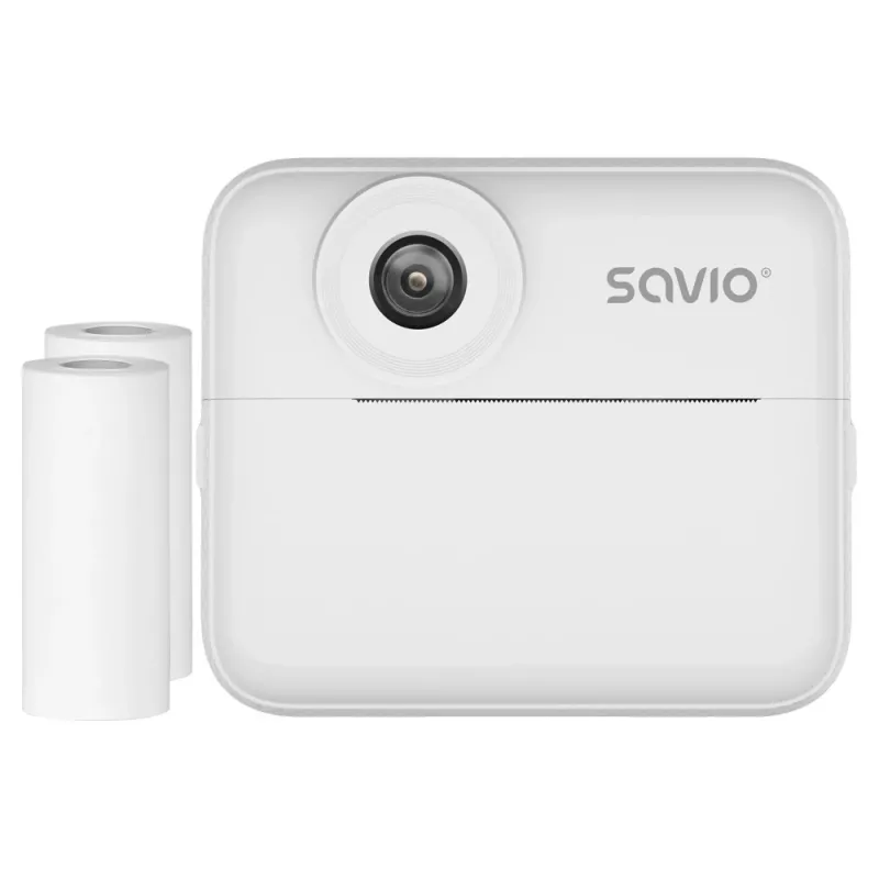 Aparat natychmiastowego druku SAVIO AN-01 dla dzieci, biały, 2,4-calowy LCD, MicroSDHC do 32 GB, USB-C, bateria 1200 mAh, bez wbudowanej lampy błyskowej