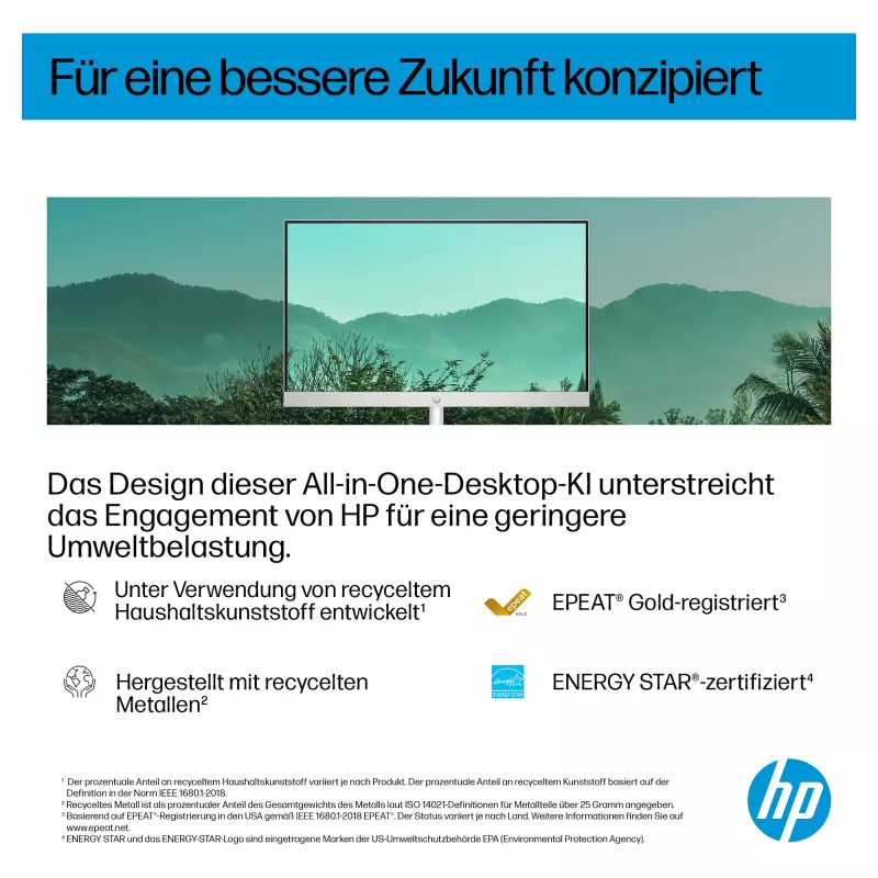 HP AI 27-cr2275ng - All-in-One (Complete Solution) - Core Ultra 7 255U - RAM 16 GB - SSD 512 GB - NVMe - Intel Graphics - 1GbE, Bluetooth 5.3, Wi-Fi 6 - WLAN: 802.11a/b/g/n/ac/ax,