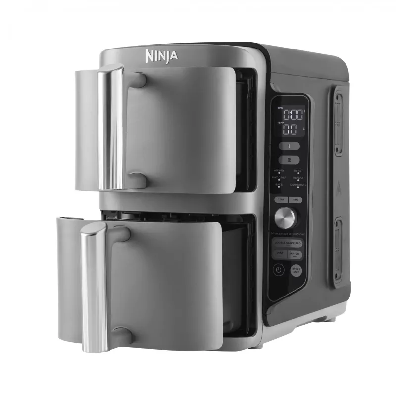 Frytkownica Ninja SL400EU Podwójna 9,5 L 2470 W Frytkownica na gorące powietrze Czarna, Szara