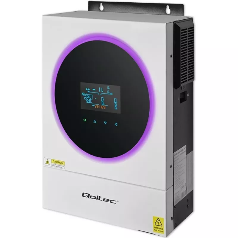 Qoltec, przetwornica napięcia, hybrydowy falownik solarny Off-Grid 4kVA 4kW 120A MPPT LCD Wi-Fi BMS Sinus