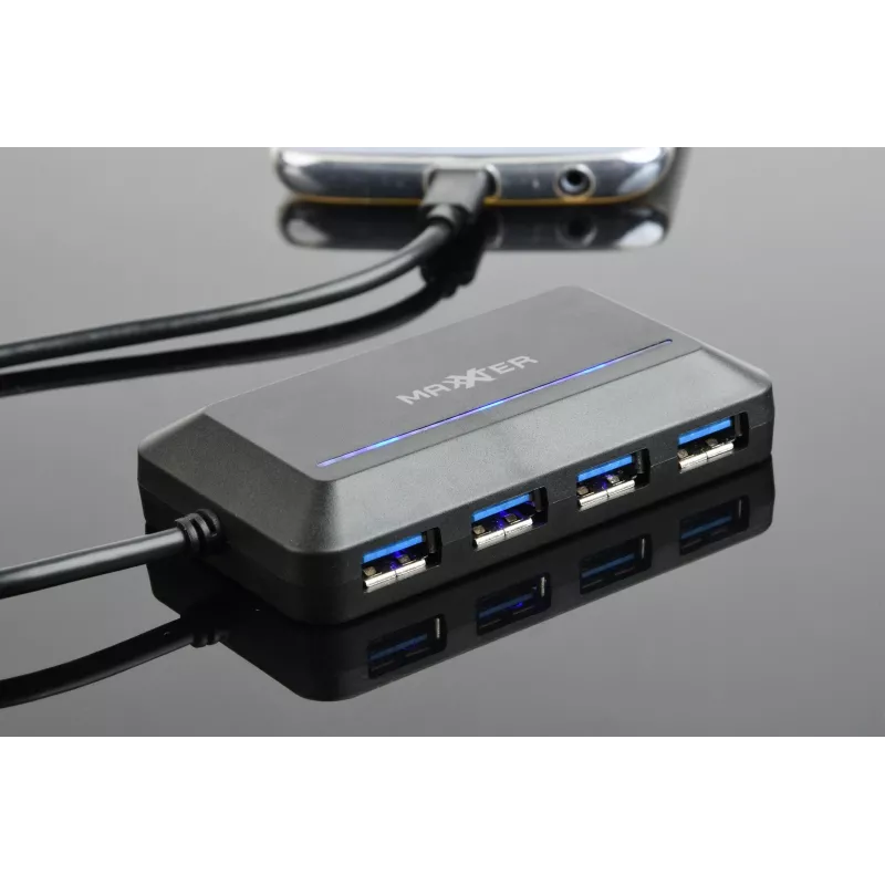 GEMBIRD ACT-HUB3C-4P — hub USB 3.2 Gen 1 z interfejsem hosta typu A do 4 × USB 3.2 Gen 1 typu C, 5000 Mbit/s, czarny