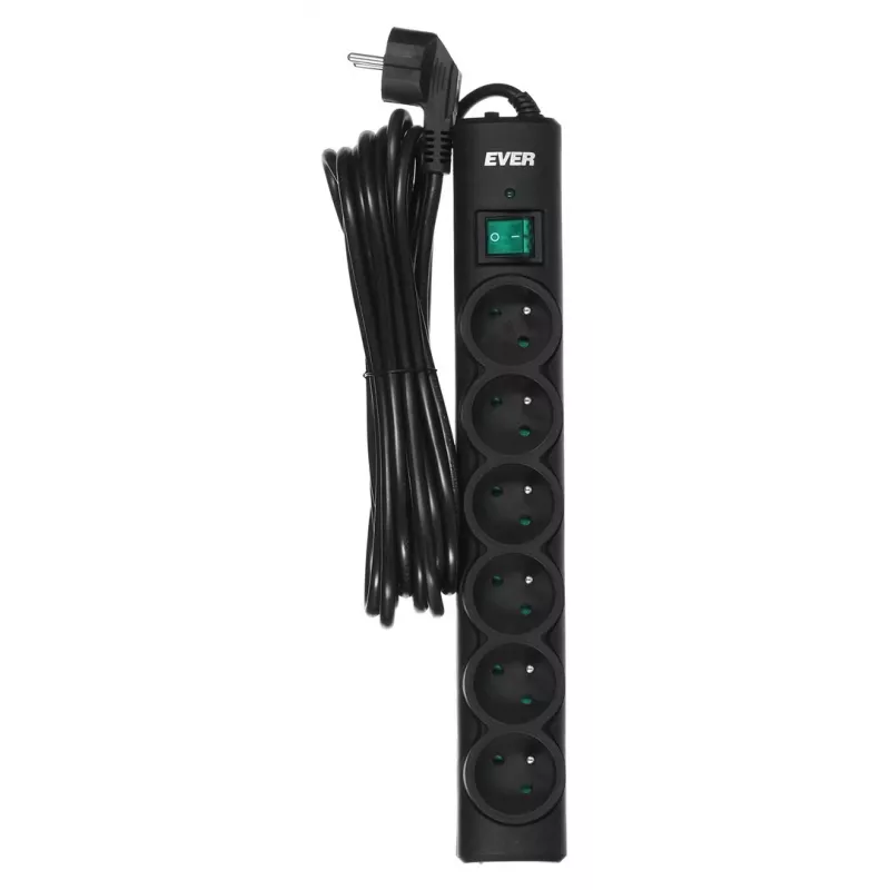 Ever Optima 5m Czarny 6 gniazd AC 250 V