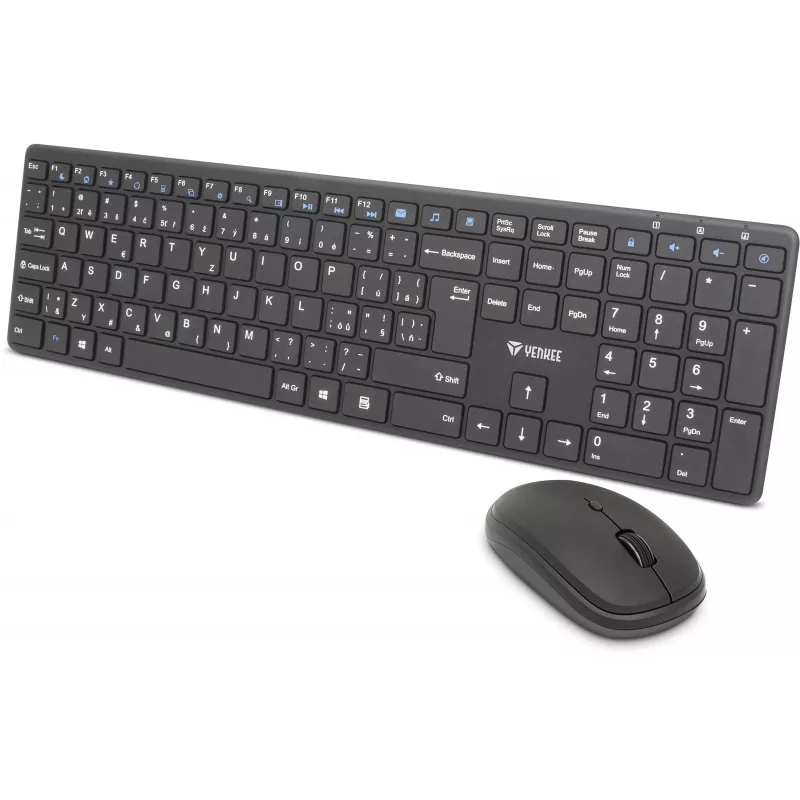 Bezprzewodowy zestaw klawiatura i mysz YENKEE YKB 2008CS — 2,4 GHz USB, kompaktowy układ