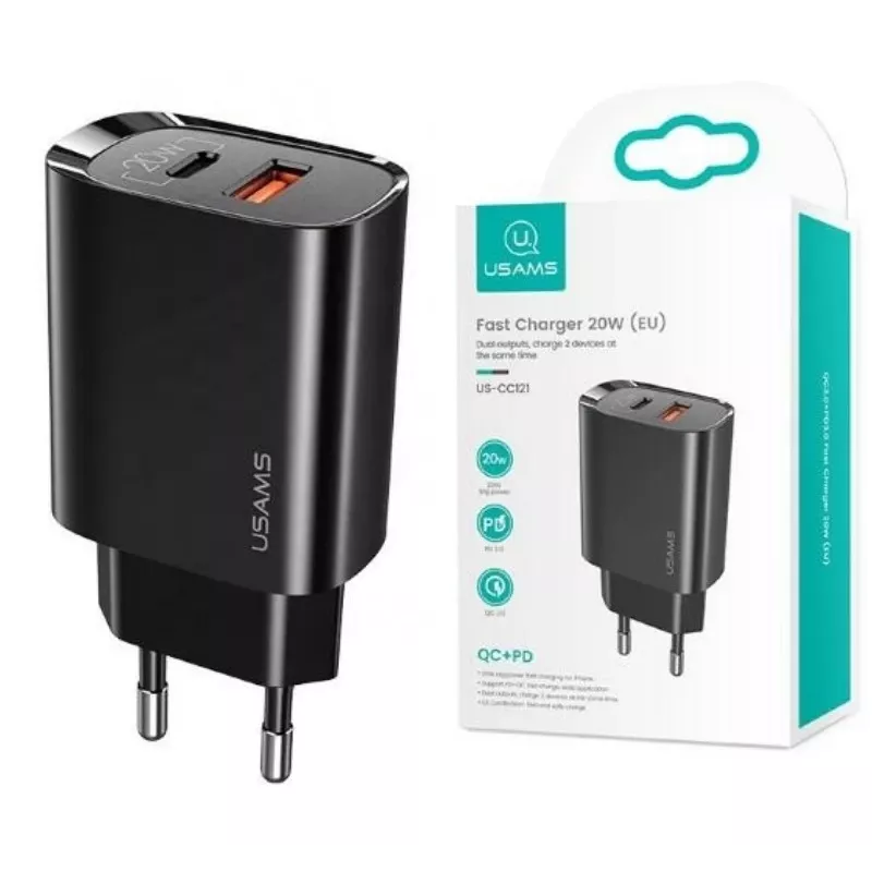 Ładowarka usams T35 20W PD3 USB-C na USB szybka ładowarka sieciowa