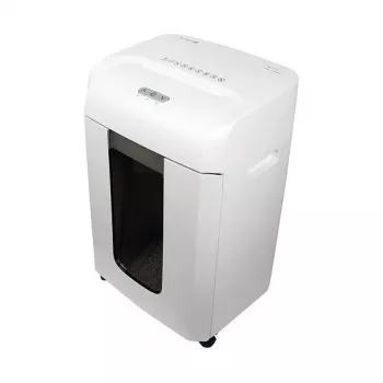 Niszczarka do papieru Olympia MC 615.2 — Mikrocięcie P-5, podawanie 22 cm, pojemność 15 arkuszy, 65 dB, biała