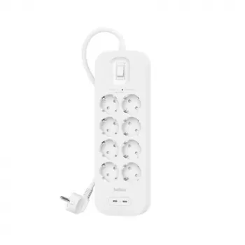 Listwa zasilająca Belkin SRB004VF2M-V2 — 8 gniazd, 2 porty USB‑C, ochrona przeciwprzepięciowa