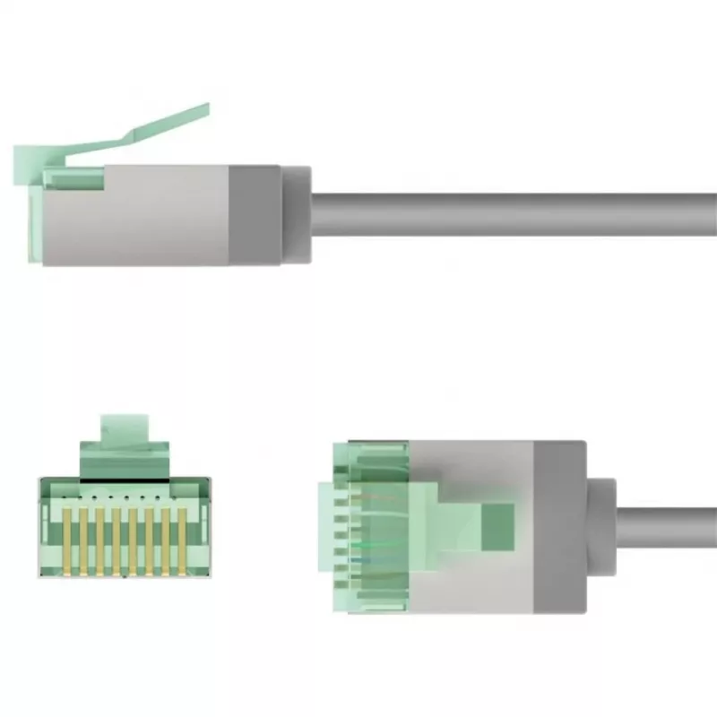 Goobay Ultra-Flexible CAT 8.1 kabel krosowy cienki U/FTP szary - extra-short plug 99.9% (74345)