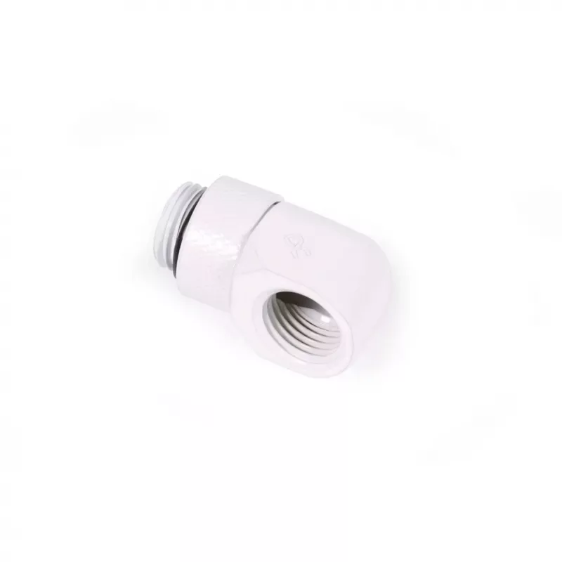 Kompresyjny łącznik kątowy Alphacool 17619 G1/4 AG na IG obrotowy, biały