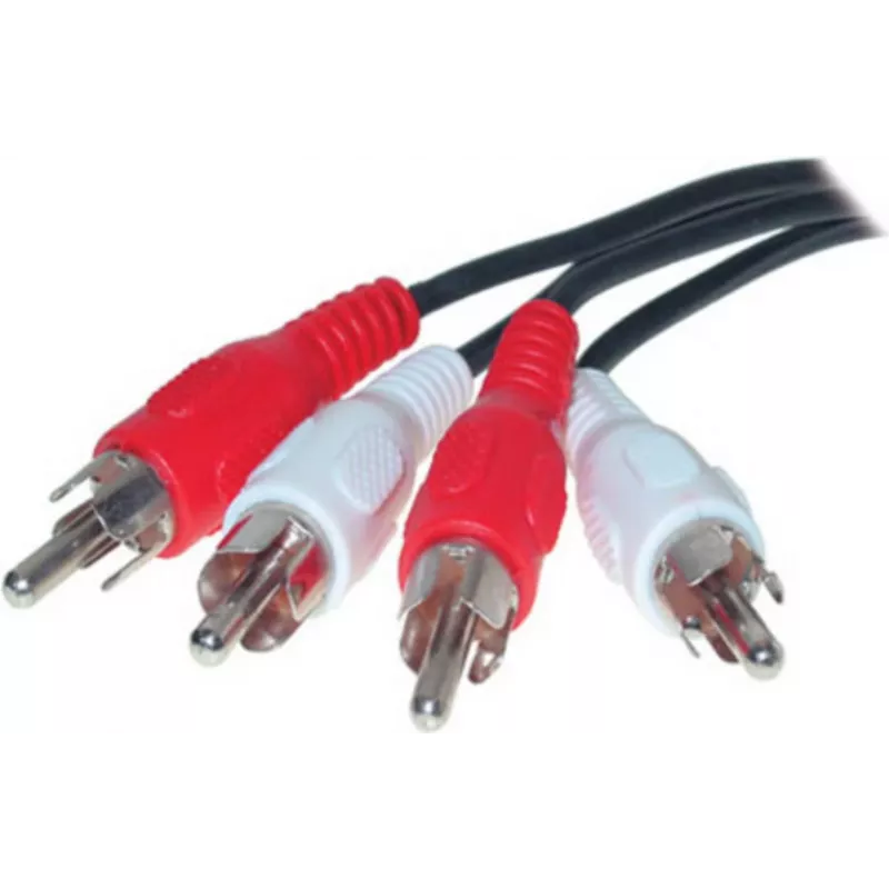 S/CONN 2 x 2 RCA 10 m kabel audio Czarne Czerwone Białe Męski Męski