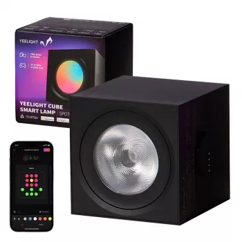 Inteligentna lampa stołowa Yeelight Cube — wielokolorowa, Wi‑Fi/Bluetooth, 2,4 GHz, Bluetooth 5.0, AC 100–240 V, kabel 1,5 m, czarna