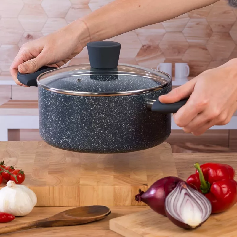 Garnek Russell Hobbs RH00848EU 20 cm kamienny – garnek do gotowania na kuchence z pokrywką