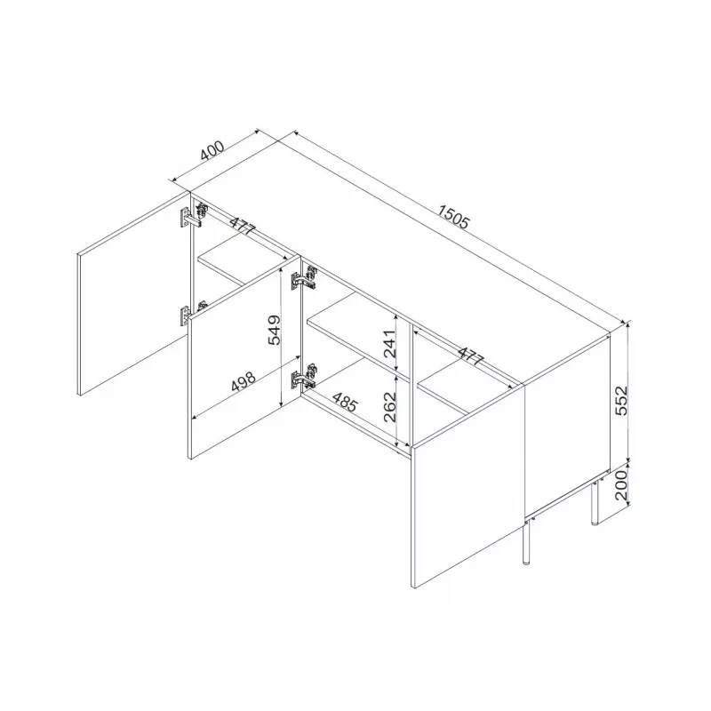 Cama 3D komoda PALAZZO BIS 151x40x75 matowy czarny