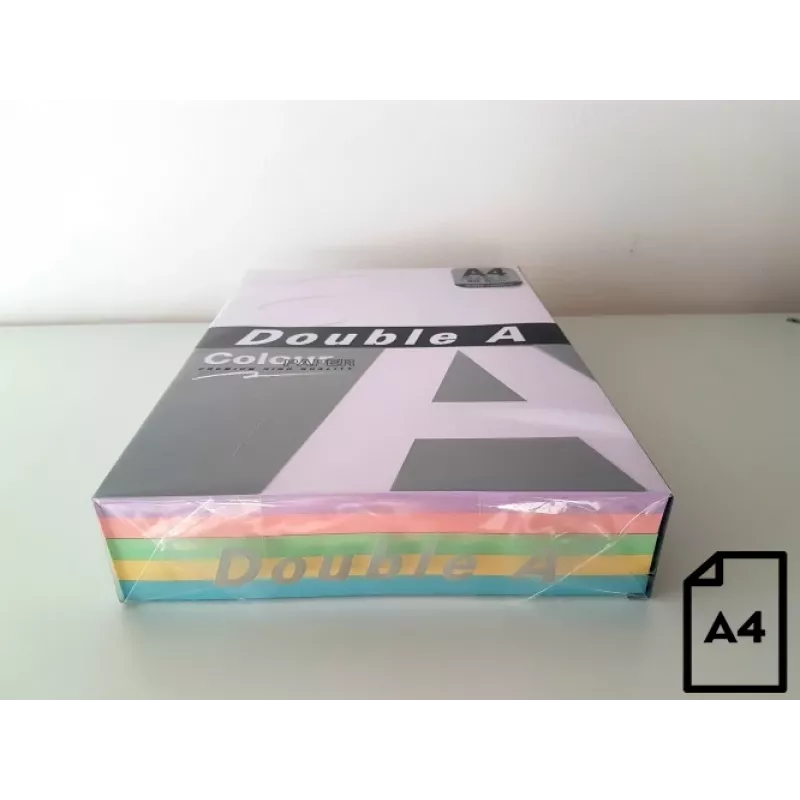 Kolorowy papier Double A, 80g, A4, 100 arkuszy, Rainbow 3, 5 kolorów