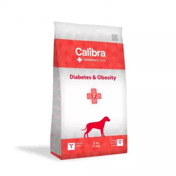 Sucha karma dla psa Calibra VD Dog Diabetes & Obesity 2 kg — dieta weterynaryjna do kontroli wagi i glikemii, 35% białka, 8% tłuszczu