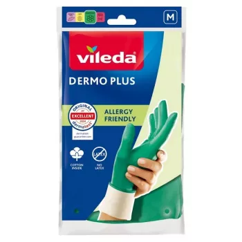 Vileda Dermo Plus ‘M’ rękawice zielona bawełna, nitryl