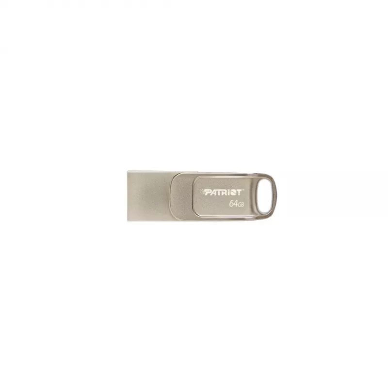Pamięć USB flash PATRIOT PS64GT560DS5D 64 GB USB 3.2 (USB-A i USB-C), obudowa obrotowa ze stopu cynku, srebrna