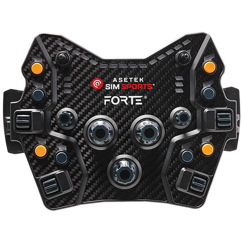 Button Box Asetek SimSports Forte GT — kompaktowy panel sterowania wyścigowego z konfigurowalnymi przyciskami i enkoderami obrotowymi