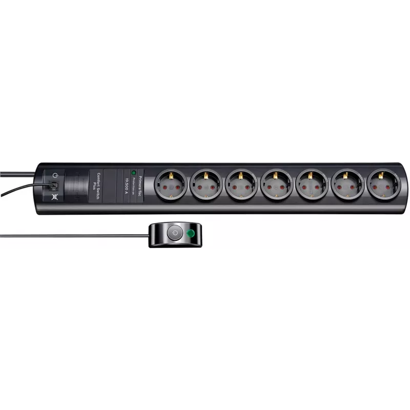 brennenstuhl Primera-Tec Comfort Switch Plus - Überspannungsschutz - Wechselstrom 250 V - 3500 Watt - Ausgangsbuchsen: 7 - 2,0m - Deutschland - Schwar
