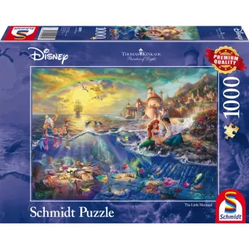 Schmidt Spiele 59479 Thomas Kinkade: Disney Mała Syrenka Ariel puzzle, 1000 elementów, 69,3 x 49,3 cm, kreskówki