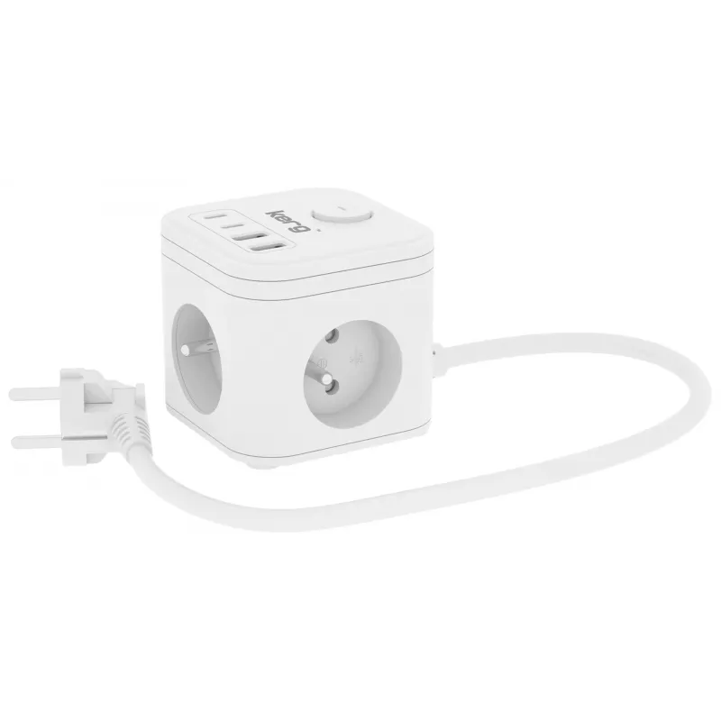 Listwa zasilająca Kerg SMART z 3 gniazdami i 4 USB (USB-A + USB-C), kabel 1,5 m, 16 A/250 V
