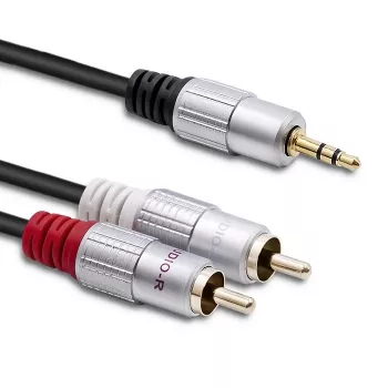 Kabel audio Qoltec 52339 1m 2xRCA 3.5mm Czarny