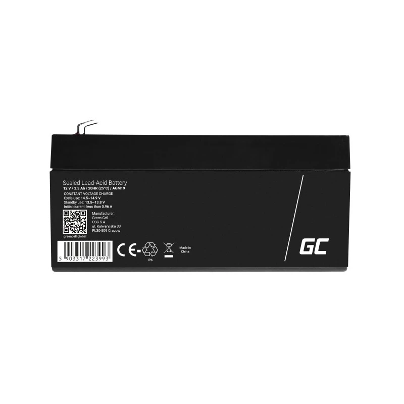 zielony Cell AGM19 bateria UPS Sealed Lead Acid 12 V 3.3 Ah