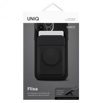 Magnetyczne etui na karty UniQ Flixa — kompatybilne z MagSafe, czarne (jet Czarny)