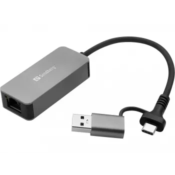 Adapter USB-C/A SANDBERG 136-68 z portem Ethernet RJ45 2.5 GbE