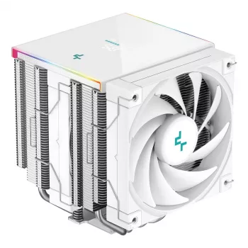 Chłodzenie powietrzne DeepCool AK620 Digital SE biały — dwa wentylatory 120 mm, 6 ciepłowodów, PWM, obsługa LGA 1700, wbudowany wyświetlacz