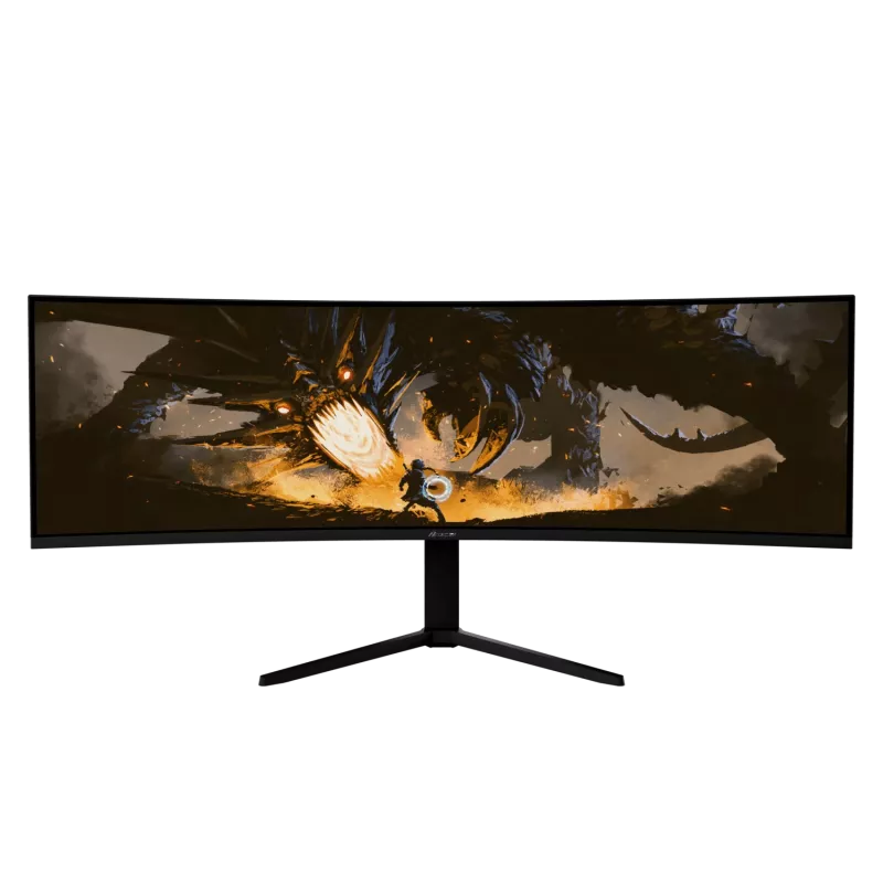 49-calowy zakrzywiony monitor LED Arozzi Nova — 5120 x 1440 Dual QHD, panel VA, 4 ms, koncentrator USB, VESA