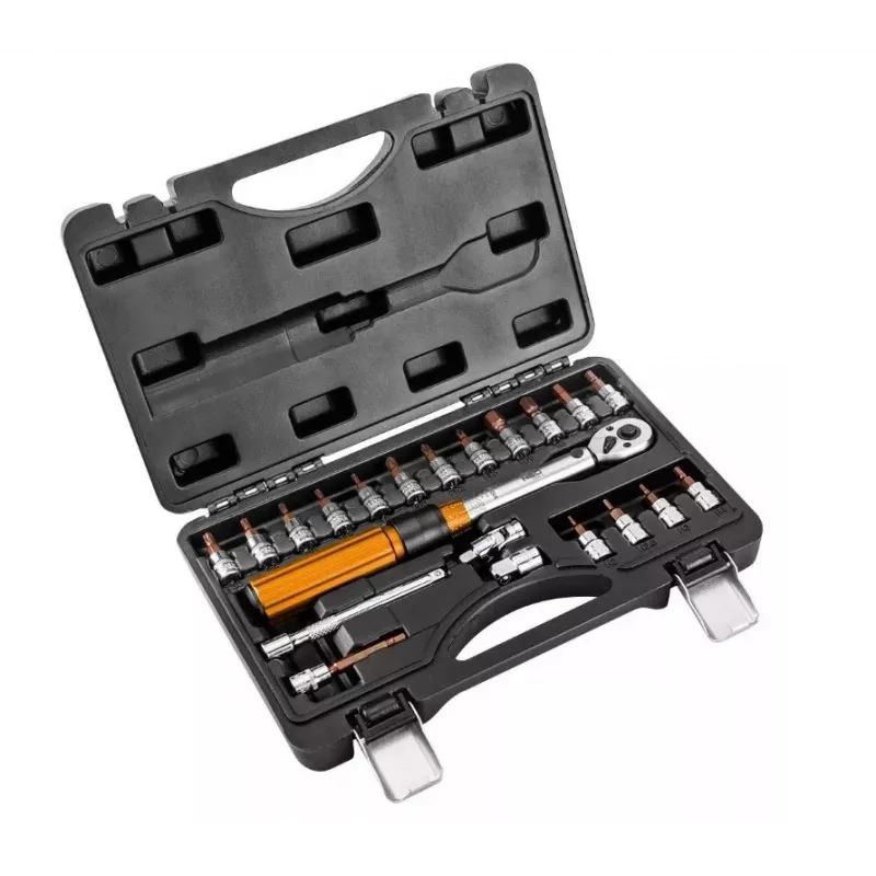 Neo Tools klucz dynamometryczny 1/4 dwukierunkowy, 5-25 NM, zestaw 21 szt.