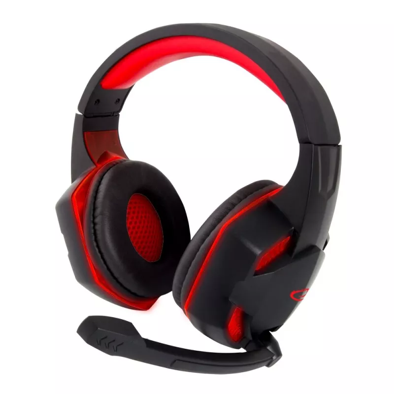 Zestaw słuchawkowy gamingowy ESPERANZA BLACKBIRD, mikrofon, USB/Jack 3,5 mm, czarno-czerwony