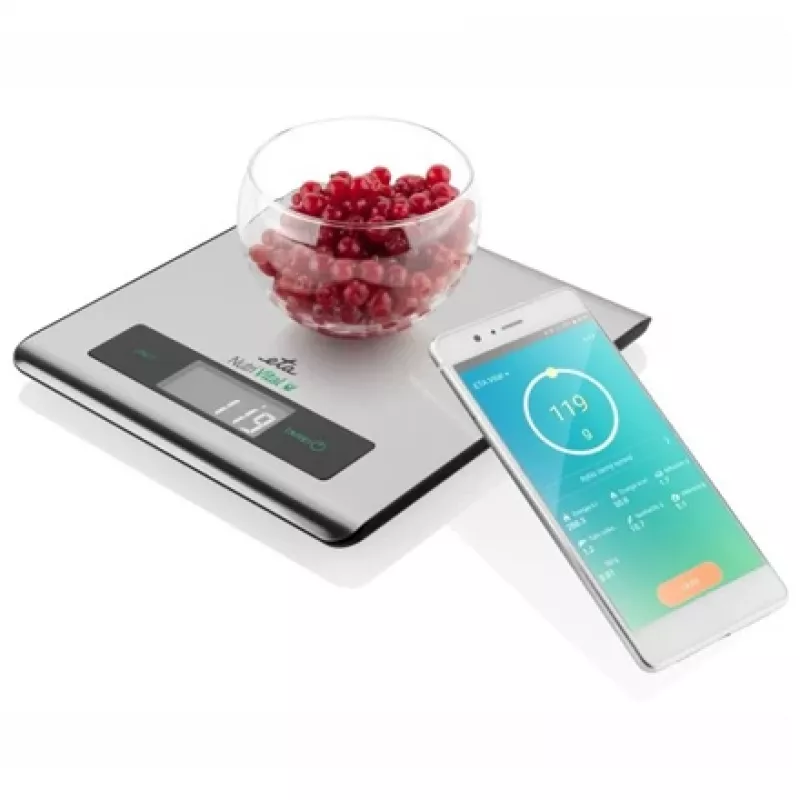 Elektroniczna waga kuchenna ETA Nutri Vital Metallic Rectangle — nośność 5 kg, dokładność 1 g, LCD