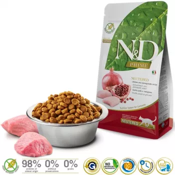 FARMINA N&D Prime Neutered Chicken&Pomegranate Adult - sucha karma dla kota - 5 kg