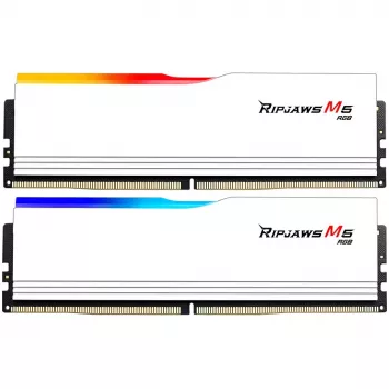 DIMM 64 GB DDR5-6400 (2x 32 GB) Dual-Kit, Arbeitsspeicher weiß, F5-6400J3239G32GX2-RM5RW, Ripjaws M5 RGB, INTEL XMP