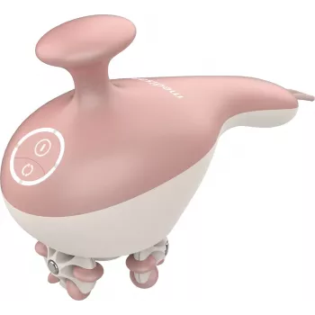 Ręczny masażer rolkowy Medisana AC 950 — bezprzewodowy Li‑Ion, 2 poziomy mocy, ergonomiczne uchwyty, 381 g, różowe złoto/biały