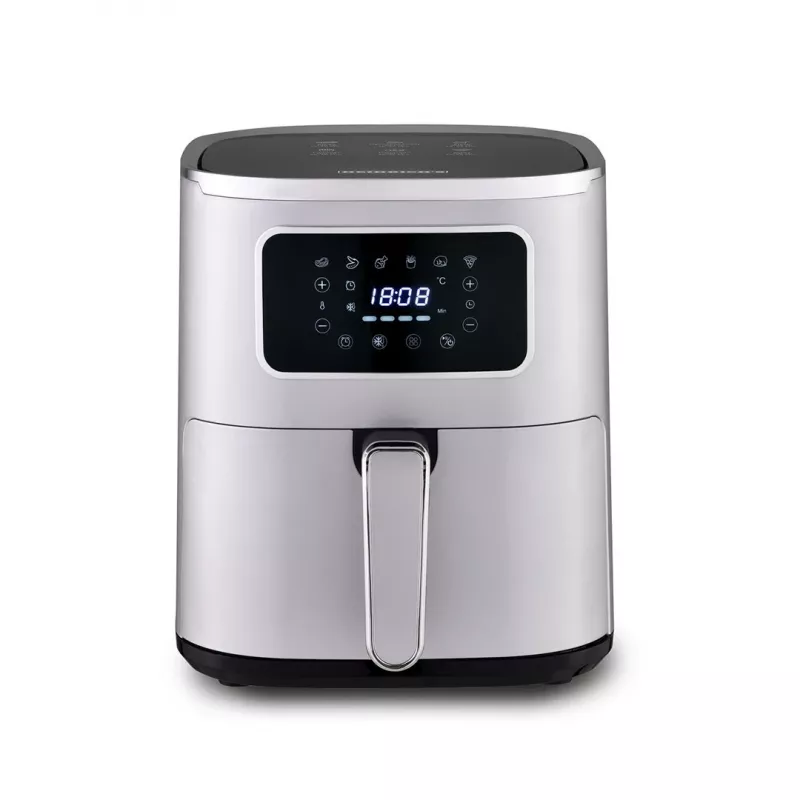 Frytkownica beztłuszczowa HEINRICH'S HFR 8216 — 5 L, 1450 W, sterowanie dotykowe, wyświetlacz LED, srebrna, wolnostojąca