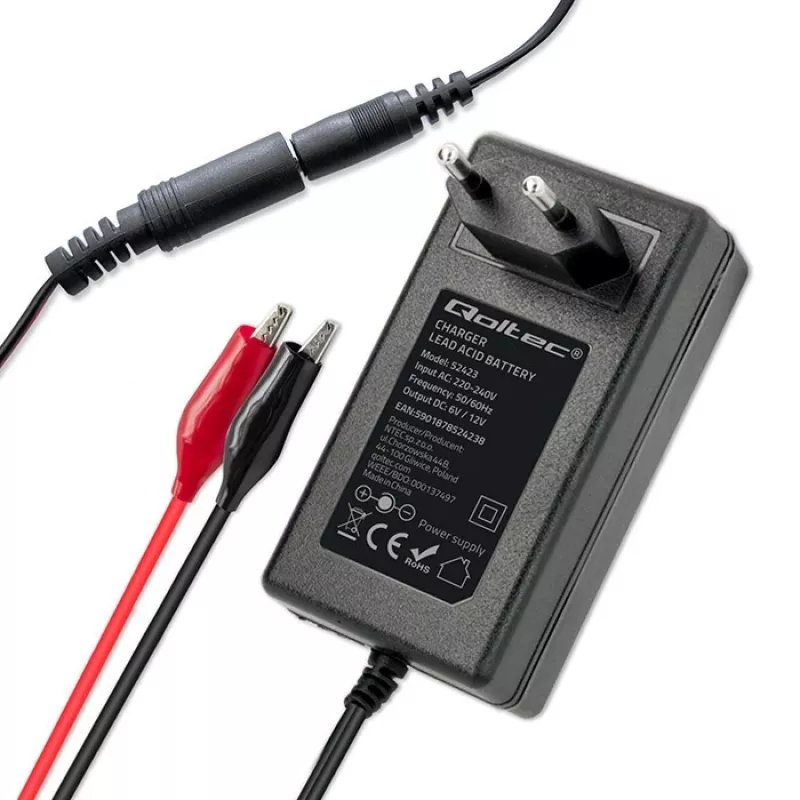 Ładowarka QOLTEC 52423 do akumulatorów AGM/GEL/STD 6V/12V 1,5A