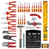 Zestaw narzędzi mechanicznych Knipex 00 21 06 — 68 narzędzi, zawiera szczypce igłowe i do pomp wodnych, czerwone/żółte narzędzia, czarna walizka (515×438×265 mm)