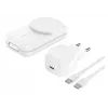 Ładowarka wewnętrzna Belkin UltraCharge 25 W Qi2 3w1 magnetyczna EU biała kwadratowa
