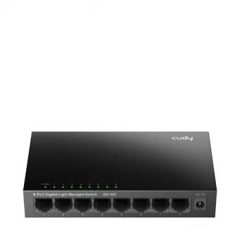 Zarządzalny przełącznik Cudy GS108E 8-portowy Gigabit Ethernet, 8x 10/100/1000 Mbps, obudowa metalowa, przełączanie 16 Gbps, IGMP i DHCP snooping