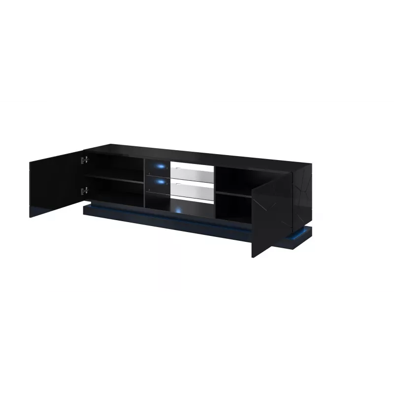 Cama szafka TV QIU 200 MDF czarny połysk/czarny połysk