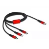 Kabel ładujący USB DeLOCK 3 w 1 USB Type-C na Lightning Micro USB USB Type-C 1 m czarny czerwony