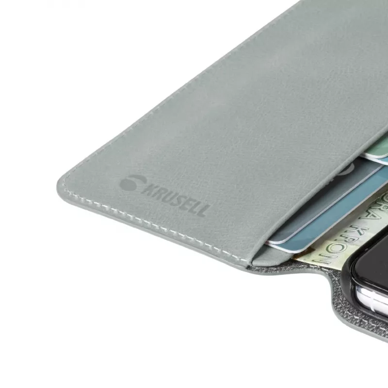 Portfel na telefon Krusell Sunne dla Apple iPhone 11 Pro — vintage szary, etui typu folio z kieszenią na karty