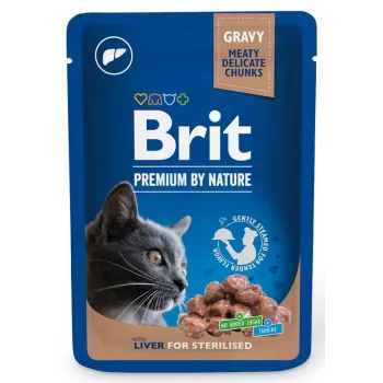Mokra karma dla kota Brit Premium Wątróbka Sterilised pasztet 100 g — dla dorosłych kotów sterylizowanych, 82% wilgotności, 8,5% białka