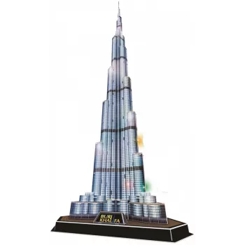CubicFun L133H puzzle 3D Burj Khalifa (Light), 136 elementów, podświetlane LED